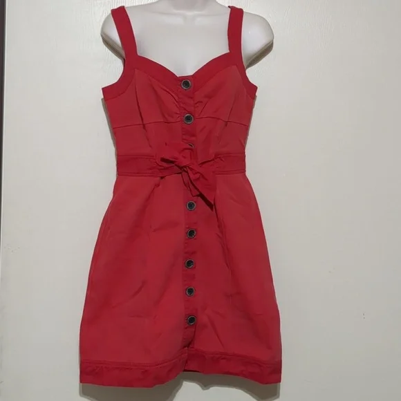 Banana Republic Cotton red midi Dress women's size 6 - Picture 11 of 11